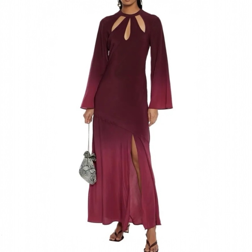 Size L Rixo Burgundy Silk Dress NWT